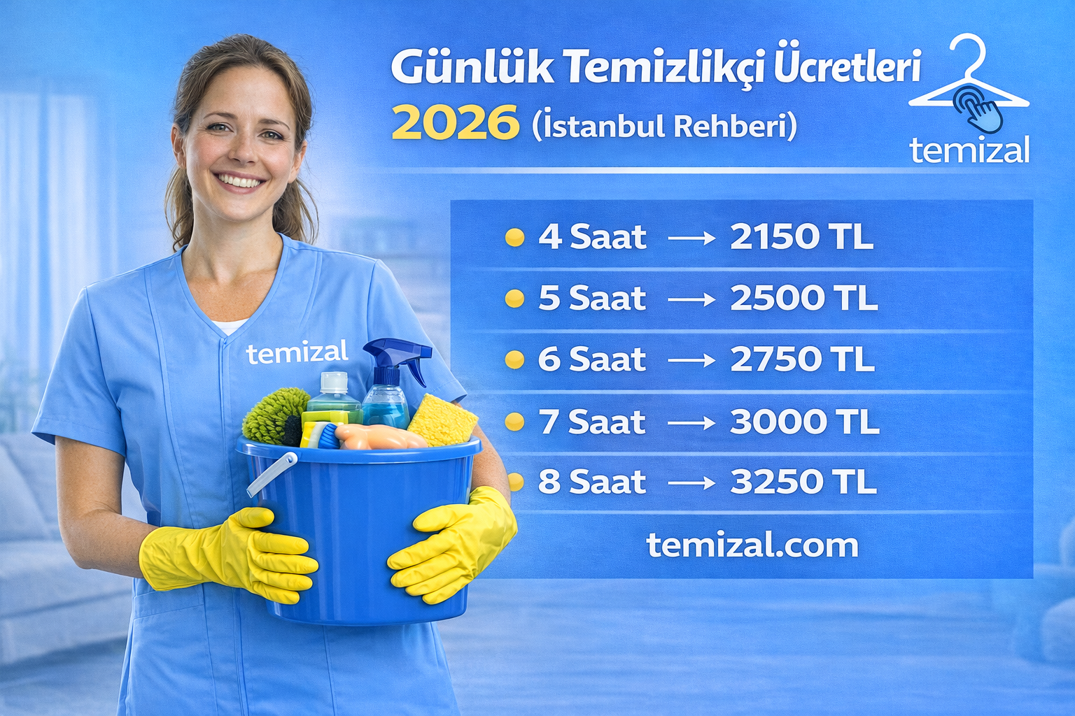 Günlük Temizlikçi Ücretleri 2026 (İstanbul Güncel Rehberi)